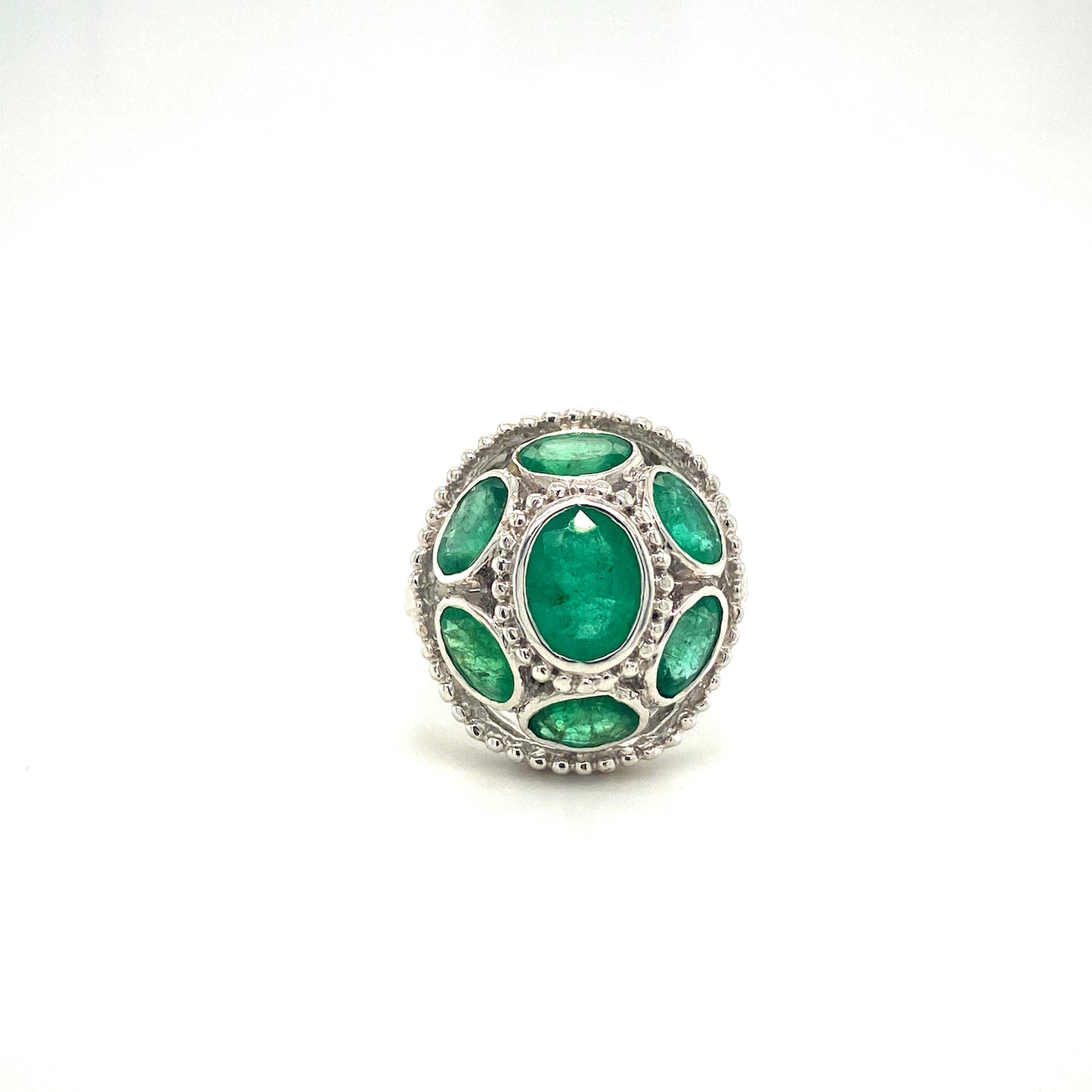 Natural Emerald Gemstone 925 Sterling Silver Ring | Paraiso Jewels