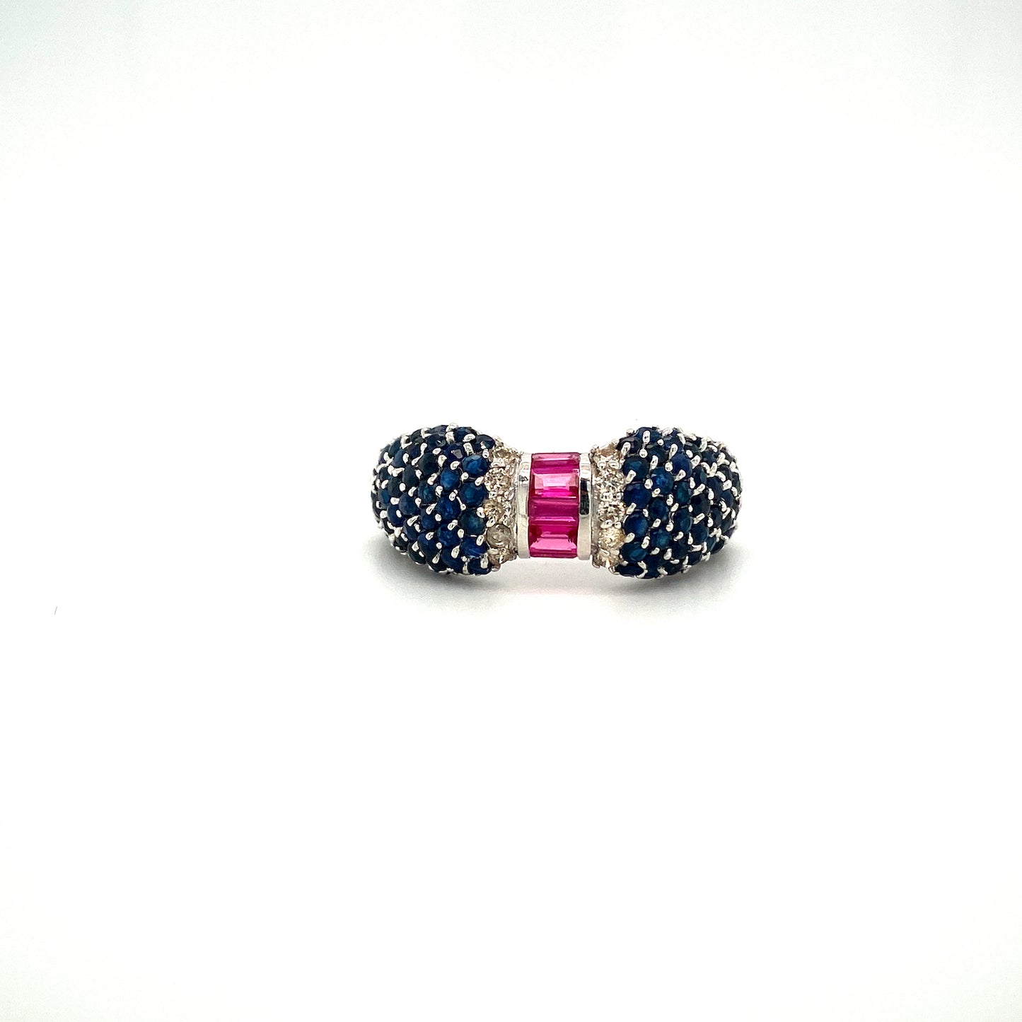 Natural Sapphire Ruby Diamond Gemstone 925 Sterling Silver Ring | Paraiso Jewels