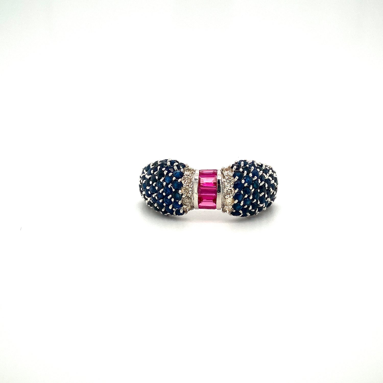 Natural Sapphire Ruby Diamond Gemstone 925 Sterling Silver Ring | Paraiso Jewels