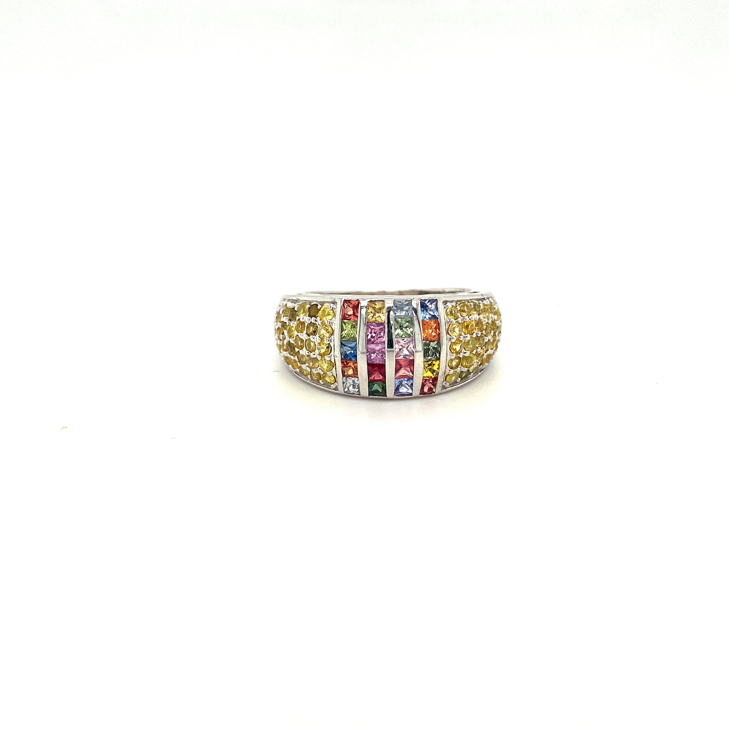 Natural Multi Sapphire Gemstone 925 Sterling Silver Ring | Paraiso Jewels