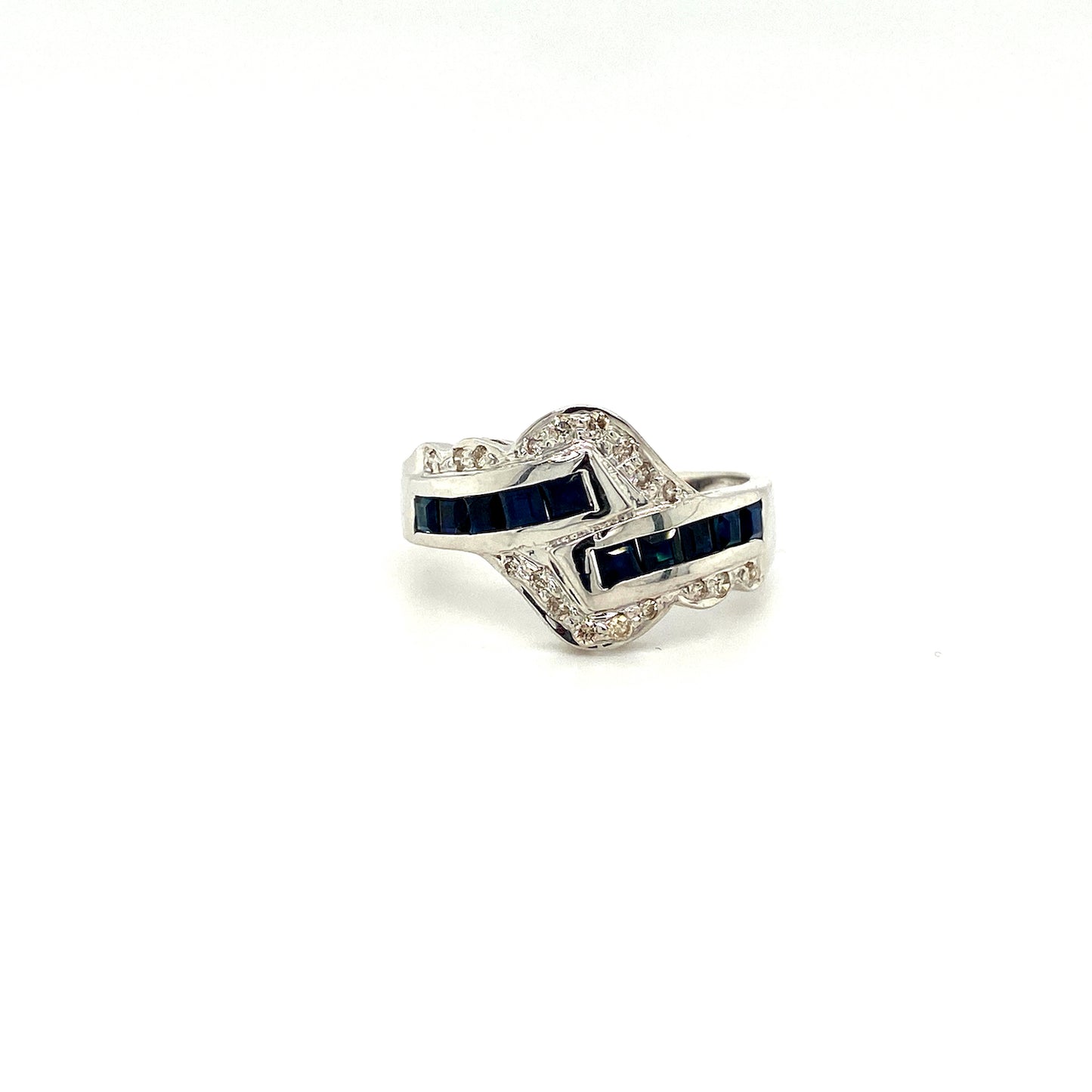 Natural Sapphire and Diamond Gemstone 925 Sterling Silver Ring | Paraiso Jewels