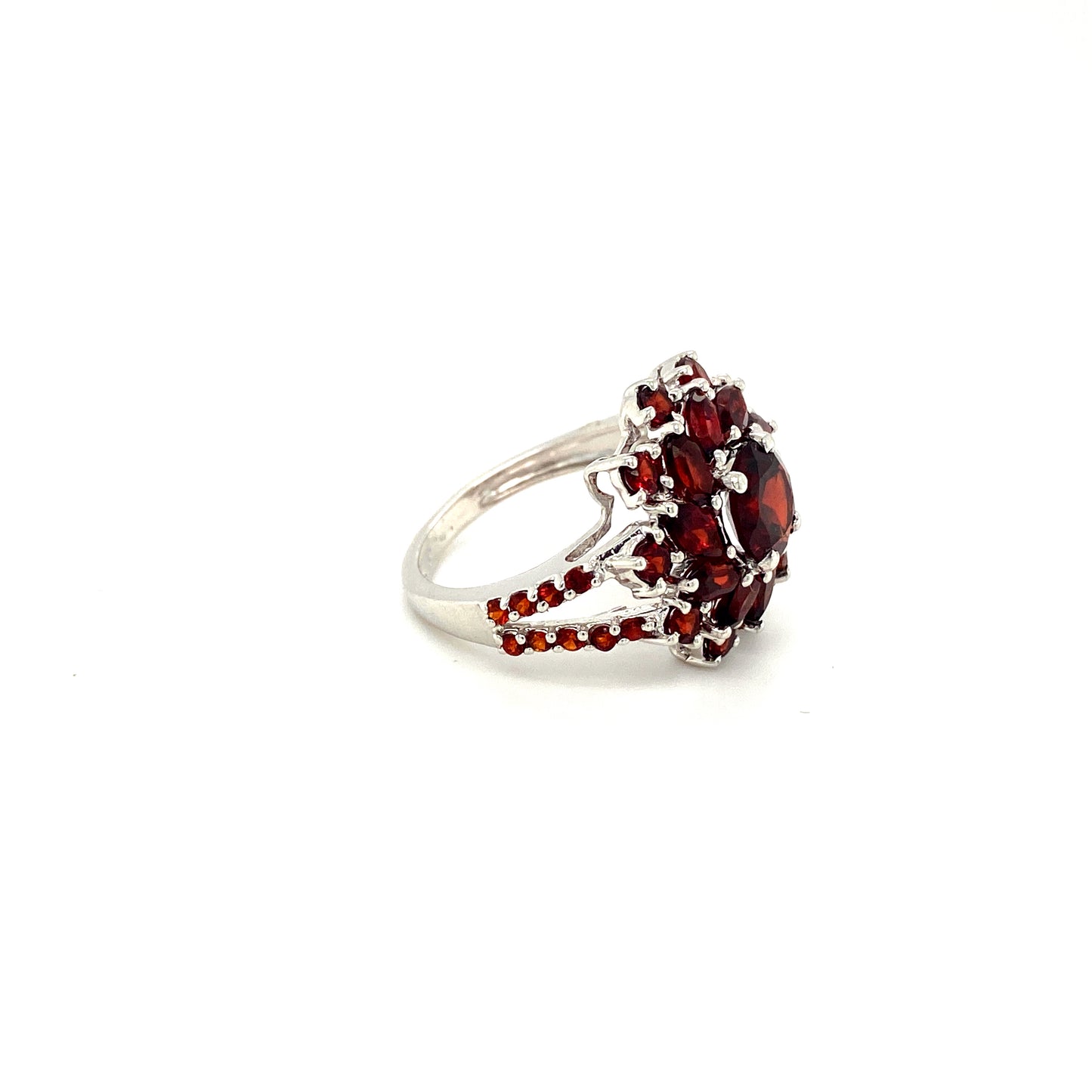 Natural Garnet Gemstone 925 Sterling Silver Ring - Side View | Paraiso Jewels
