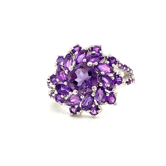 Natural Amethyst Gemstone 925 Sterling Silver Ring | Paraiso Jewels