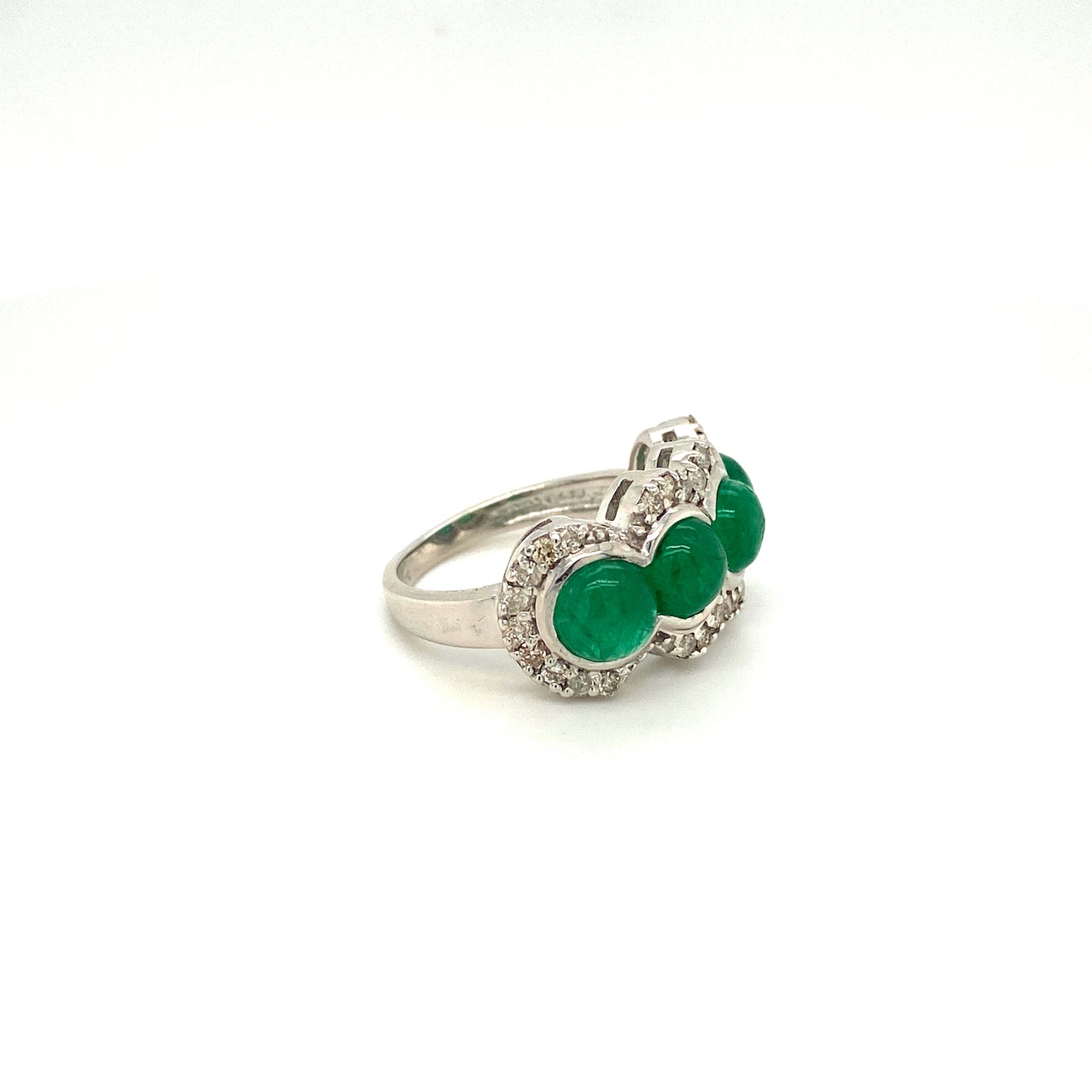 Natural Emerald Diamond Gemstone 925 Sterling Silver Ring - Side View | Paraiso Jewels