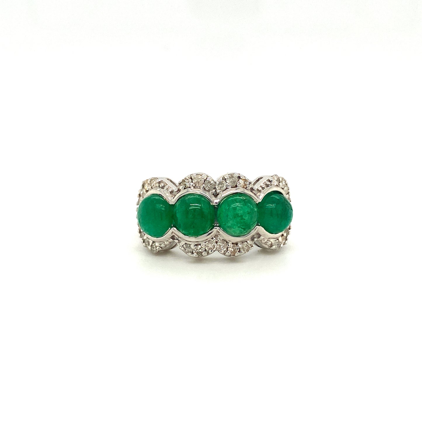 Natural Emerald Diamond Gemstone 925 Sterling Silver Ring | Paraiso Jewels