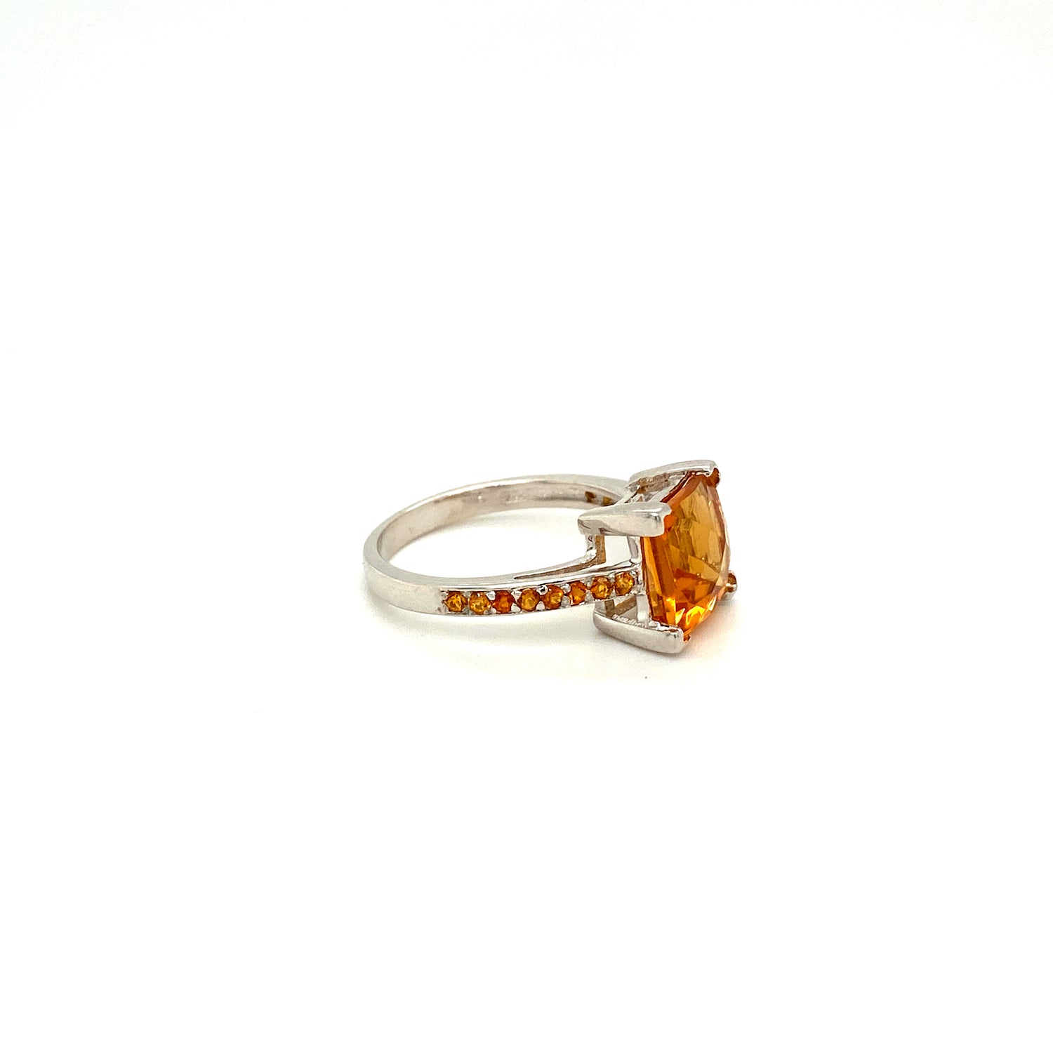 Natural Citrine Gemstone 925 Sterling Silver Ring - Side View | Paraiso Jewels