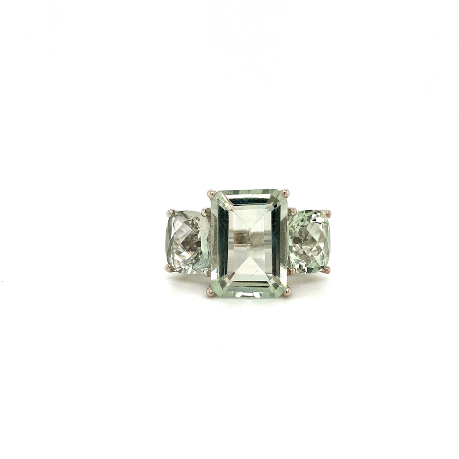 Natural Green Amethyst Gemstone 925 Sterling Silver Ring | Paraiso Jewels