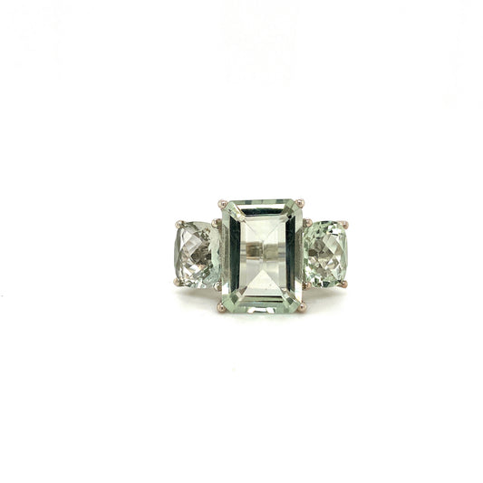 Natural Green Amethyst Gemstone 925 Sterling Silver Ring | Paraiso Jewels