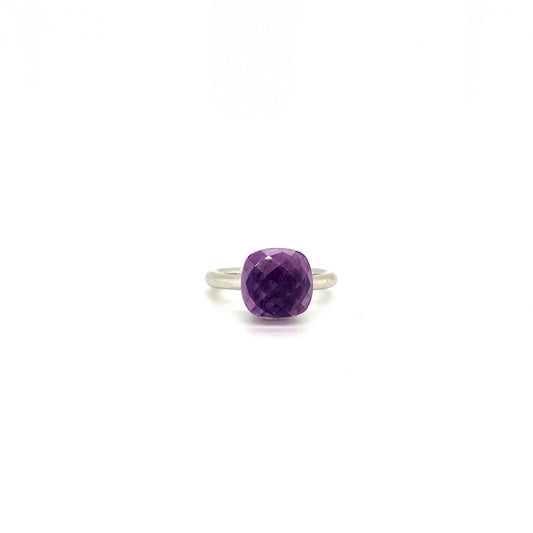 Natural Bottle Cork Amethyst Gemstone 925 Sterling Silver Ring | Paraiso Jewels
