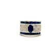 Natural Sapphire and Diamond Gemstone 925 Sterling Silver Ring | Paraiso Jewels