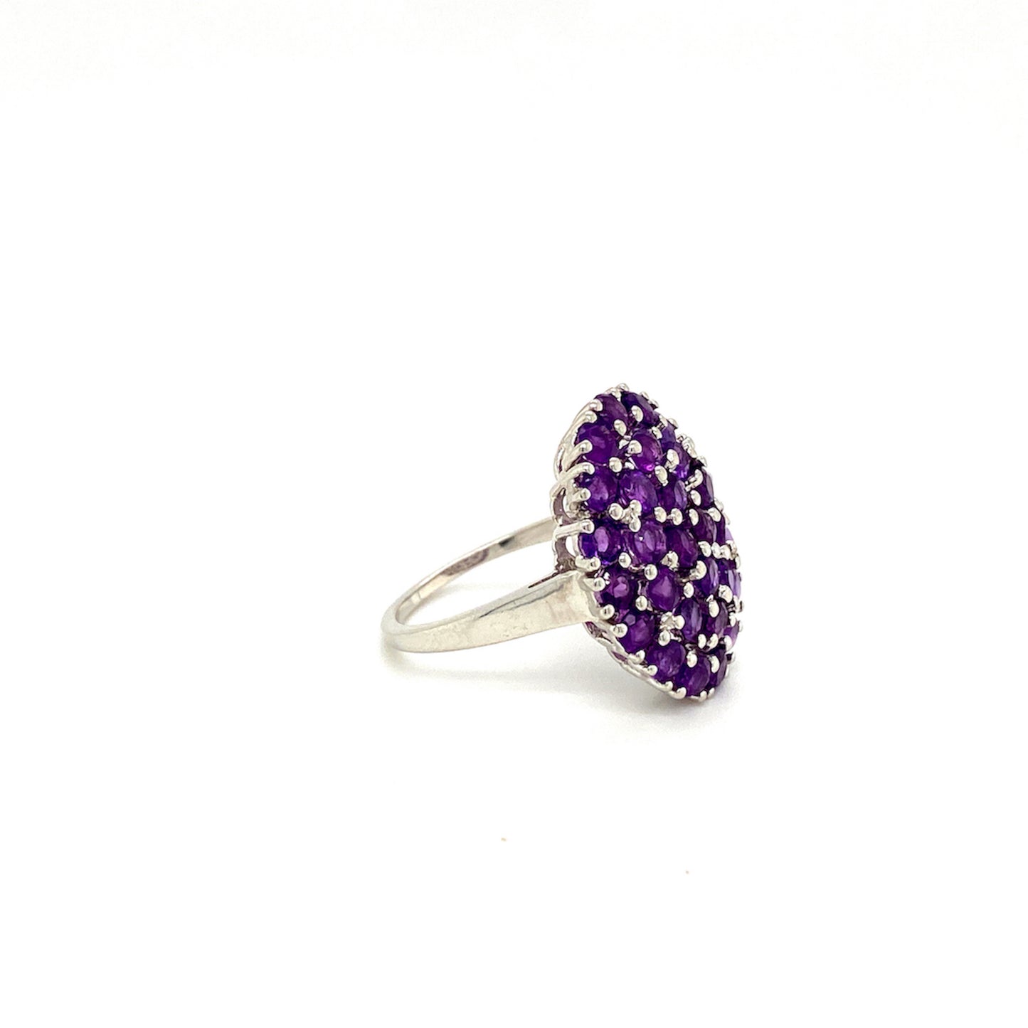 Natural Amethyst Gemstone 925 Sterling Silver Ring - Side View | Paraiso Jewels