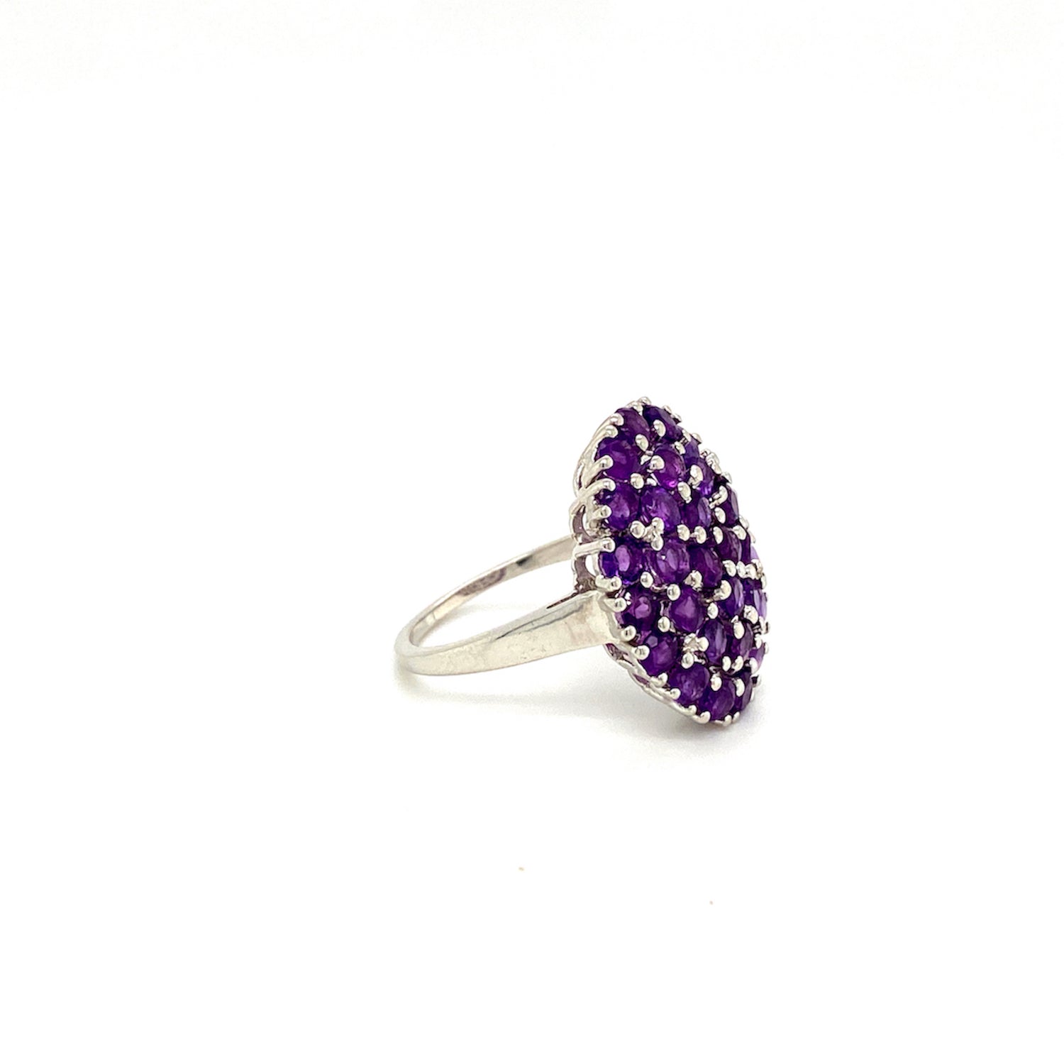 Natural Amethyst Gemstone 925 Sterling Silver Ring - Side View | Paraiso Jewels
