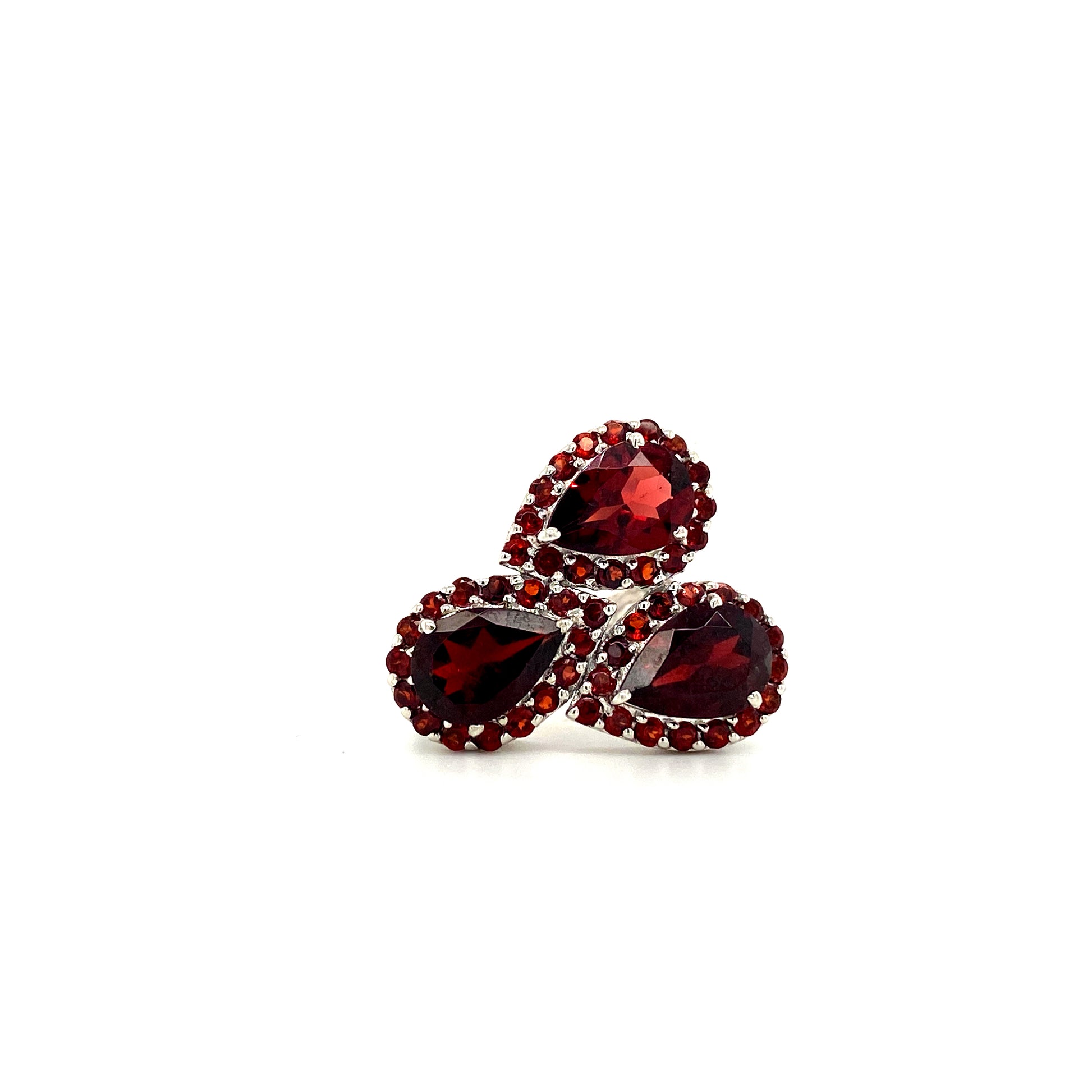 Pear-Shaped Red Garnet 925 Sterling Silver Ring | Paraiso Jewels