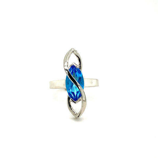 Natural Blue Topaz Gemstone 925 Sterling Silver Ring | Paraiso Jewels