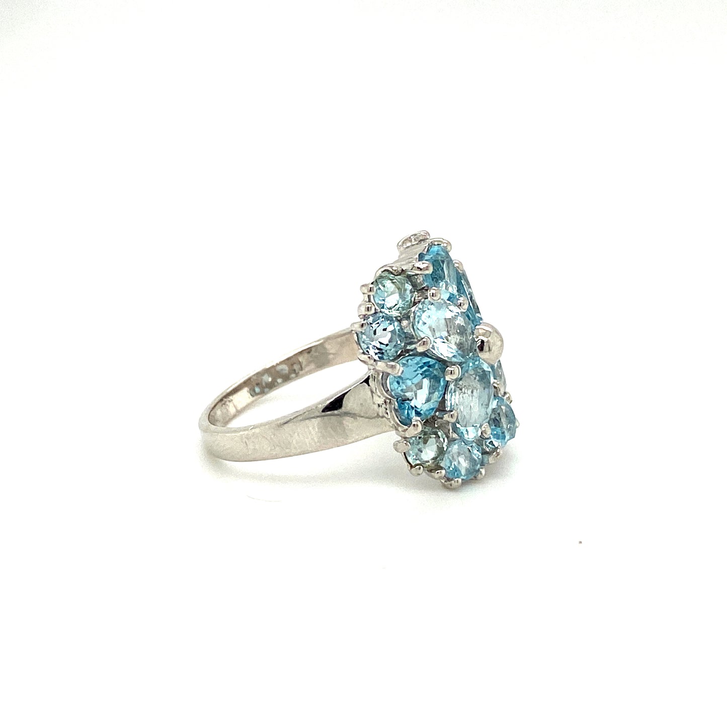 Natural Aquamarine Gemstone 925 Sterling Silver Ring - Side View | Paraiso Jewels