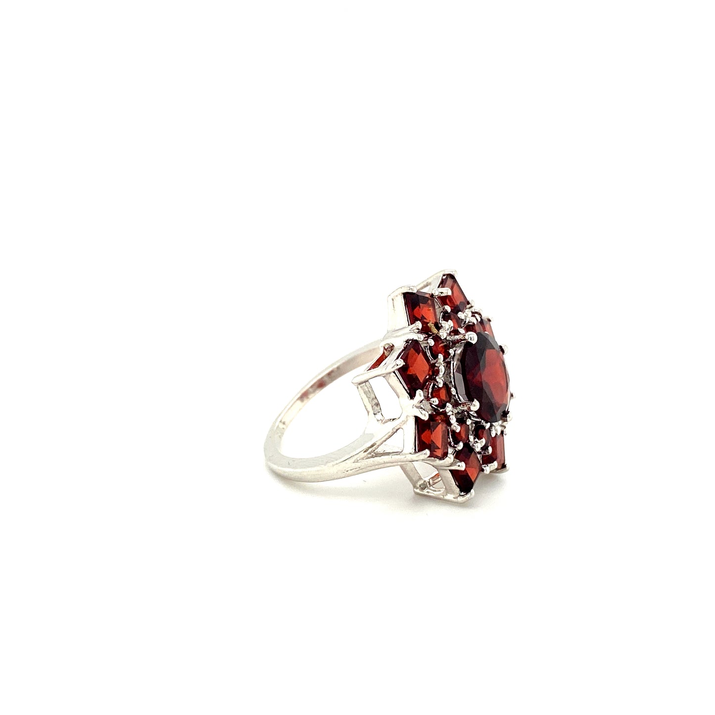 Natural Garnet Gemstone 925 Sterling Silver Ring - Side View | Paraiso Jewels