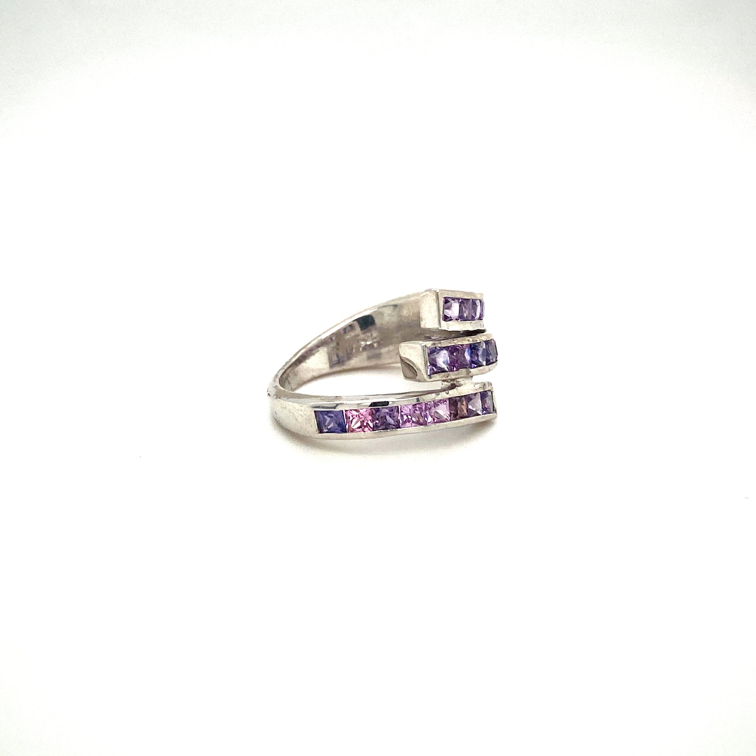 Natural Multi Sapphire Gemstone 925 Sterling Silver Ring - Side View | Paraiso Jewels