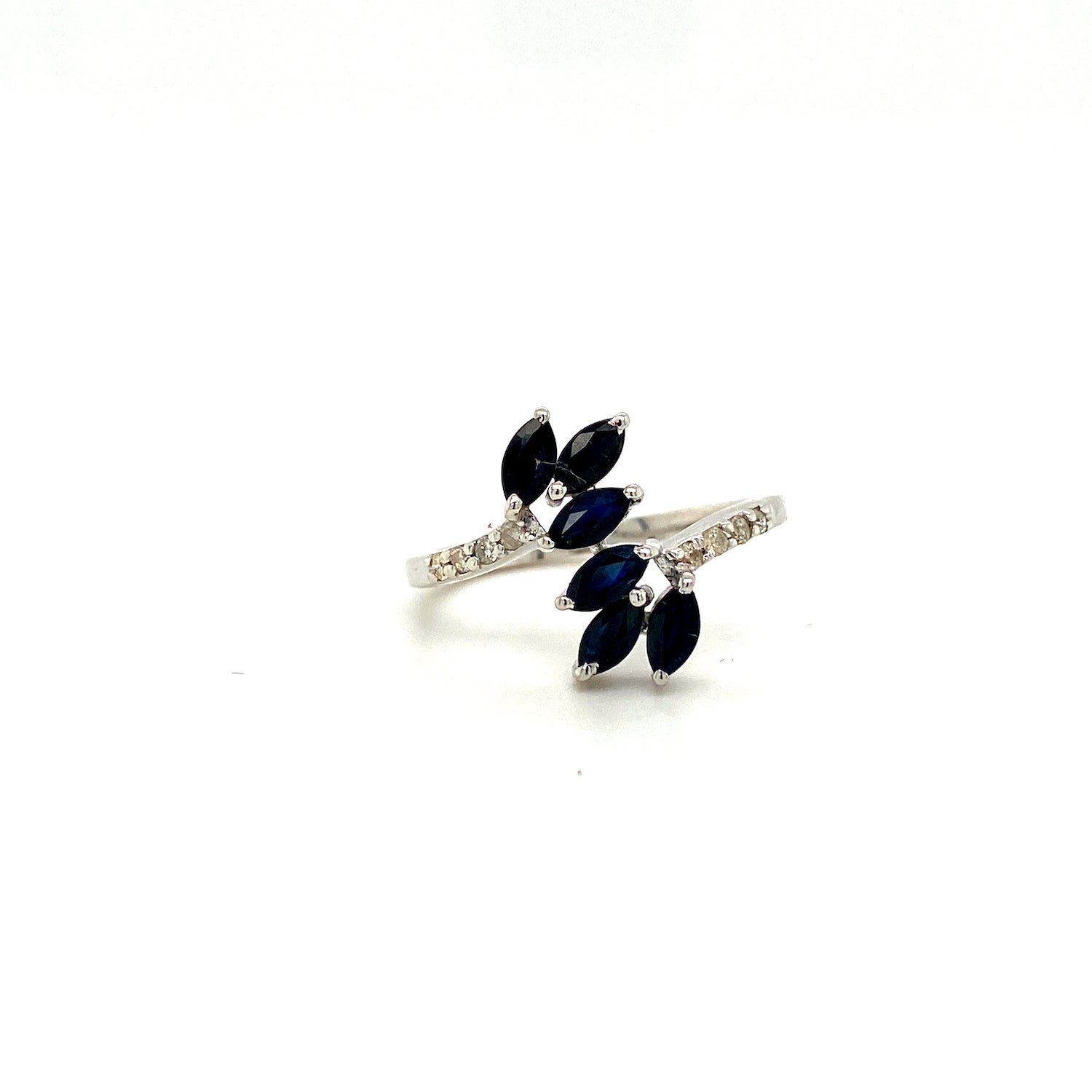Natural Sapphire and Diamond Gemstone 925 Sterling Silver Ring | Paraiso Jewels
