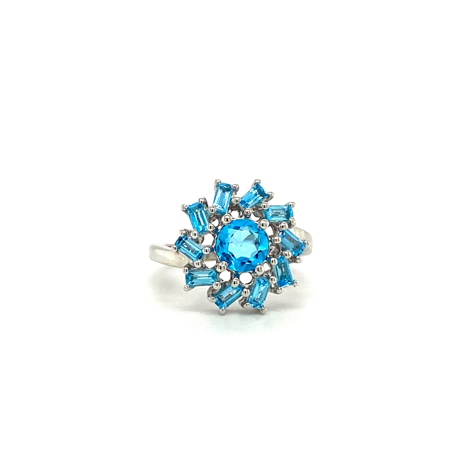 Natural Blue Topaz Gemstone 925 Sterling Silver Ring | Paraiso Jewels