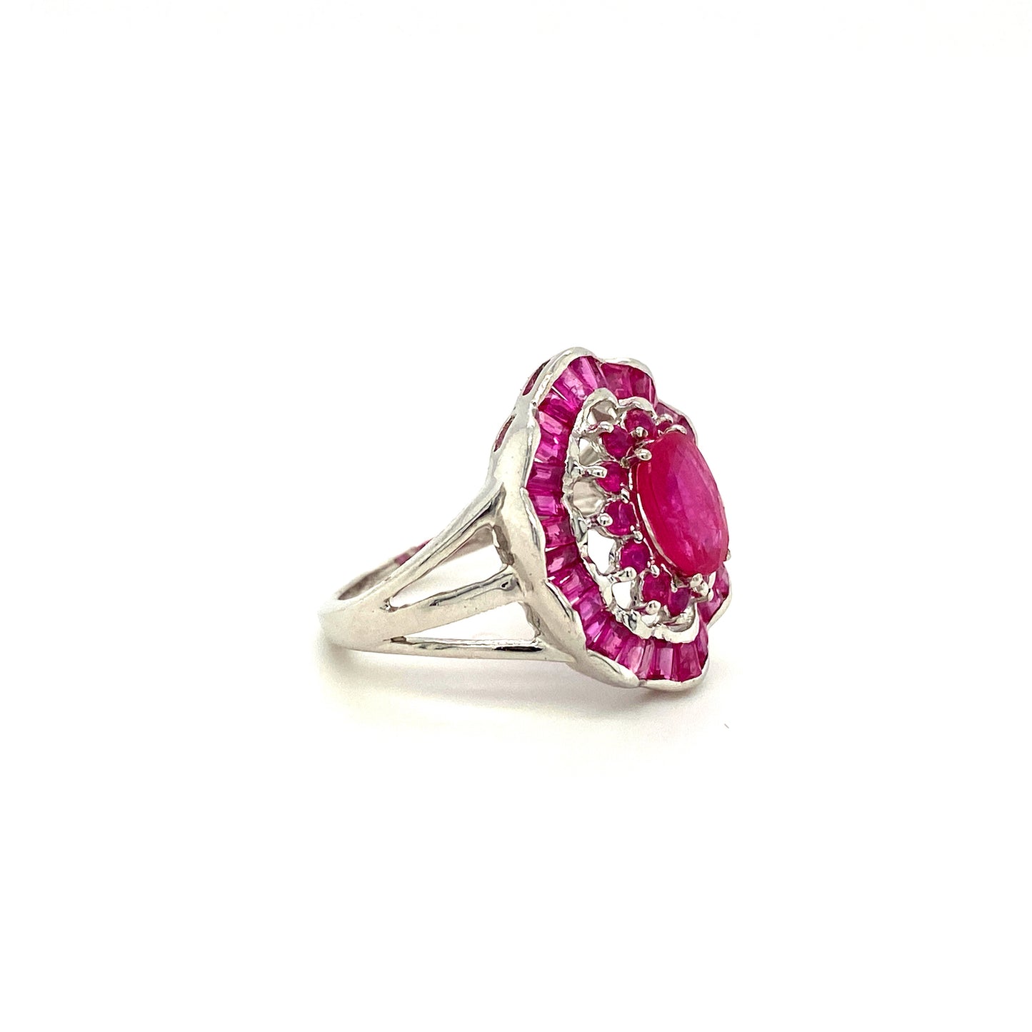Natural Ruby Gemstone 925 Sterling Silver Ring - Side View | Paraiso Jewels
