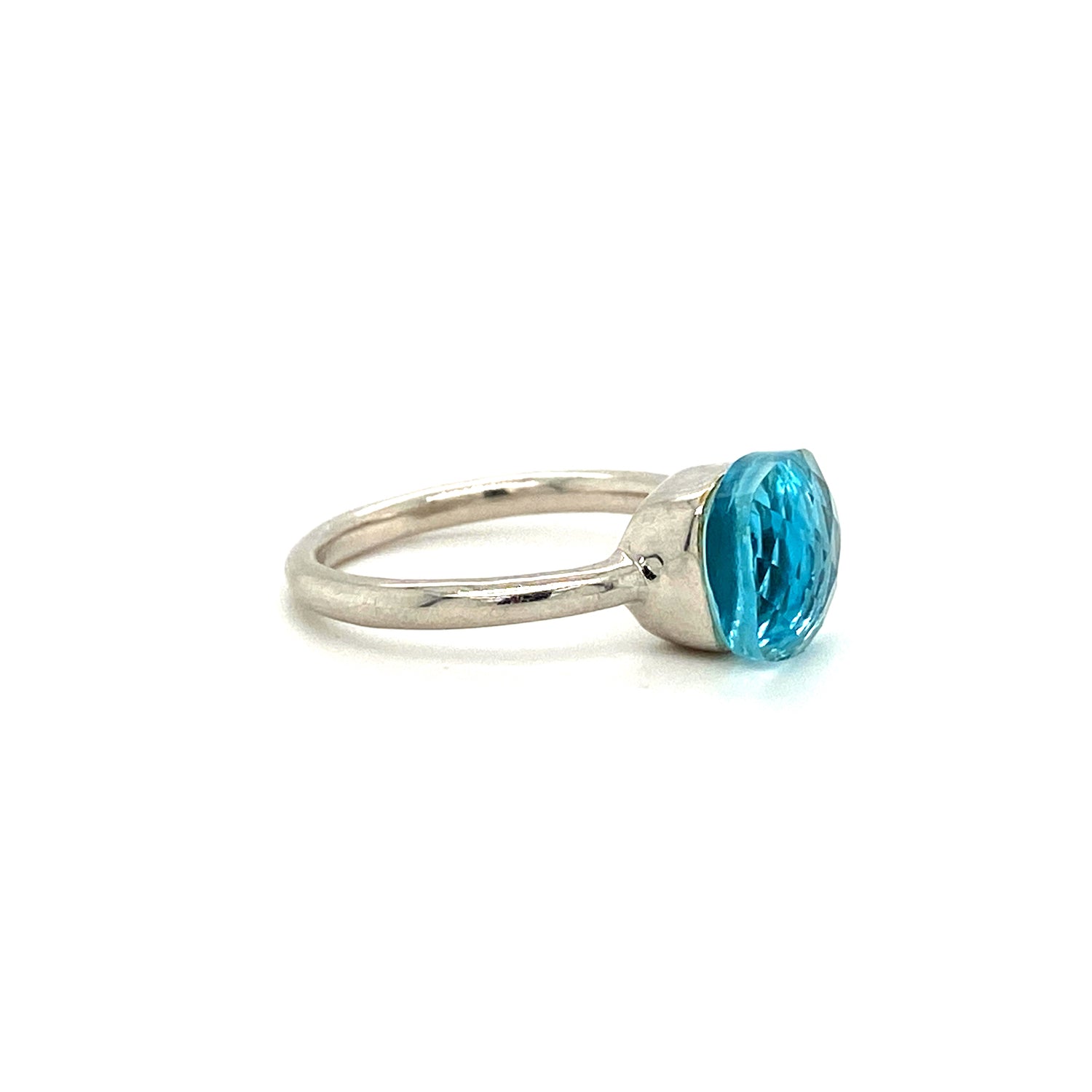 Natural Blue Topaz Gemstone 925 Sterling Silver Ring - Side View | Paraiso Jewels
