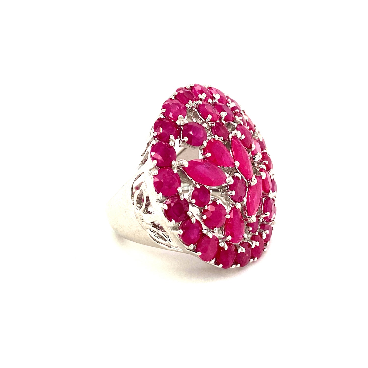 Natural Ruby Gemstone 925 Sterling Silver Ring - Side View | Paraiso Jewels