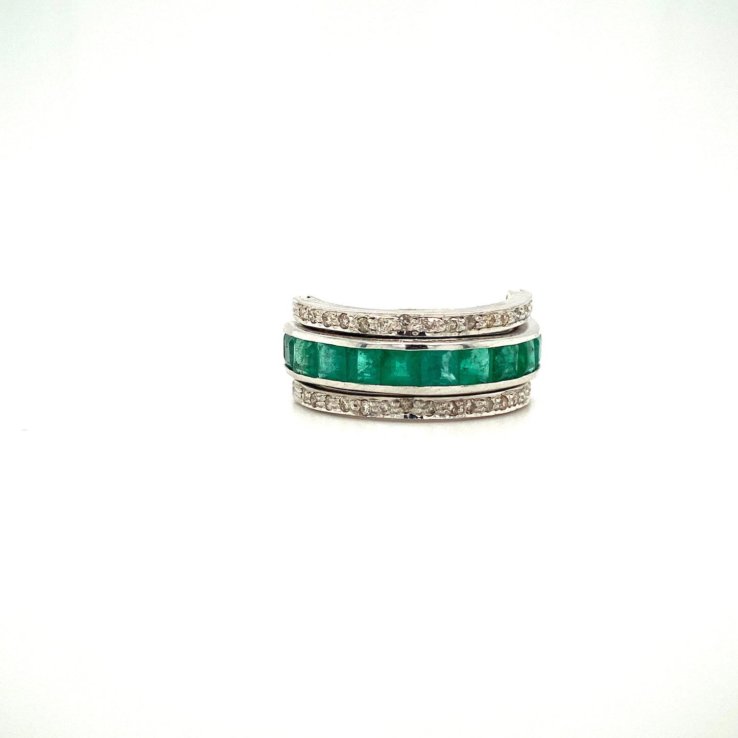 Natural Emerald and Diamond Gemstone 925 Sterling Silver Ring | Paraiso Jewels