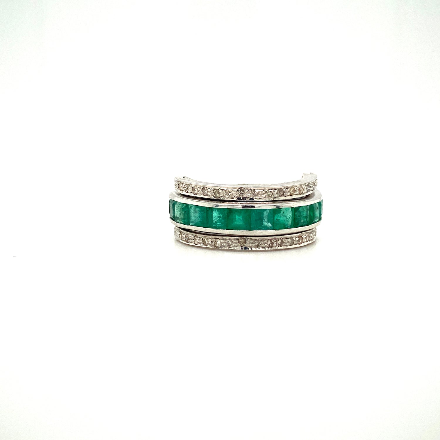 Natural Emerald and Diamond Gemstone 925 Sterling Silver Ring | Paraiso Jewels