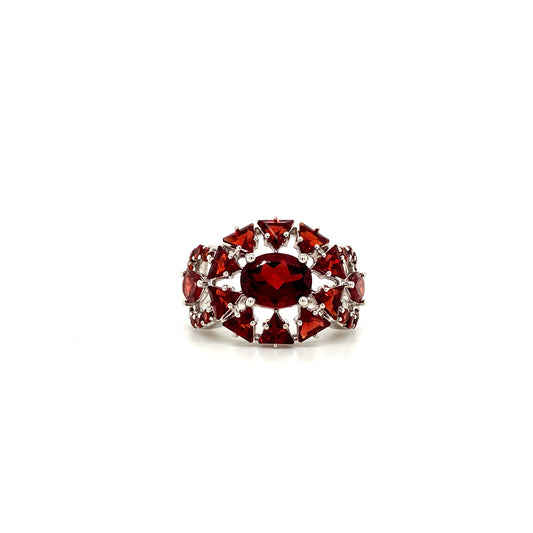 Natural Garnet Gemstone 925 Sterling Silver Ring | Paraiso Jewels