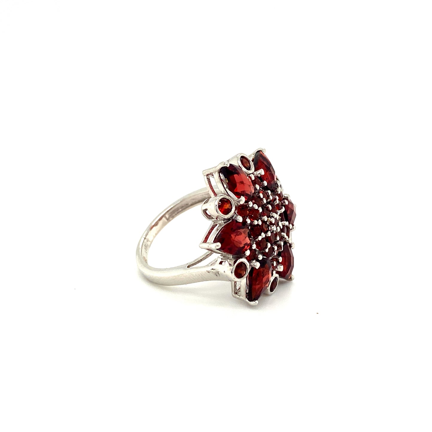 Natural Garnet Gemstone 925 Sterling Silver Ring - Side View | Paraiso Jewels