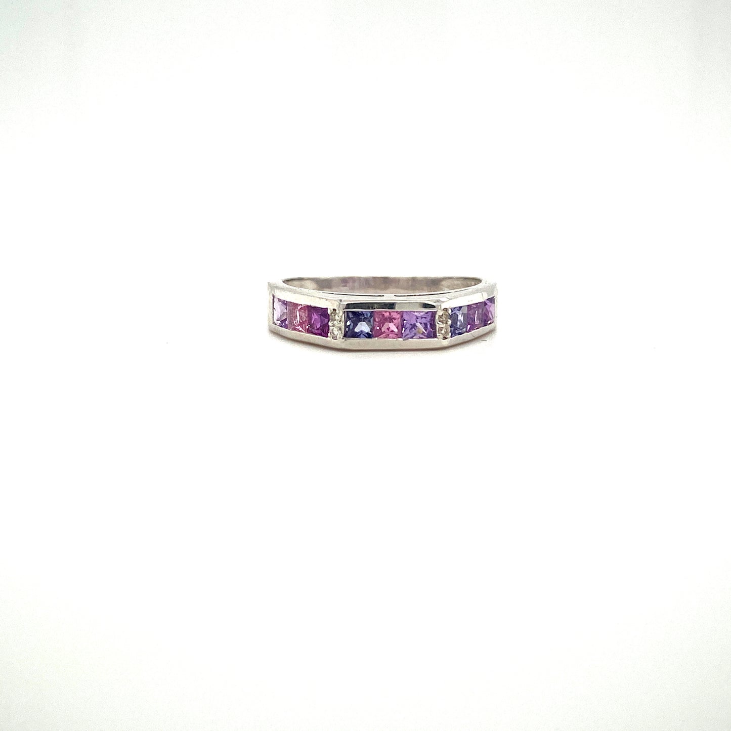 Natural Multi Sapphire Gemstone 925 Sterling Silver Ring Band | Paraiso Jewels