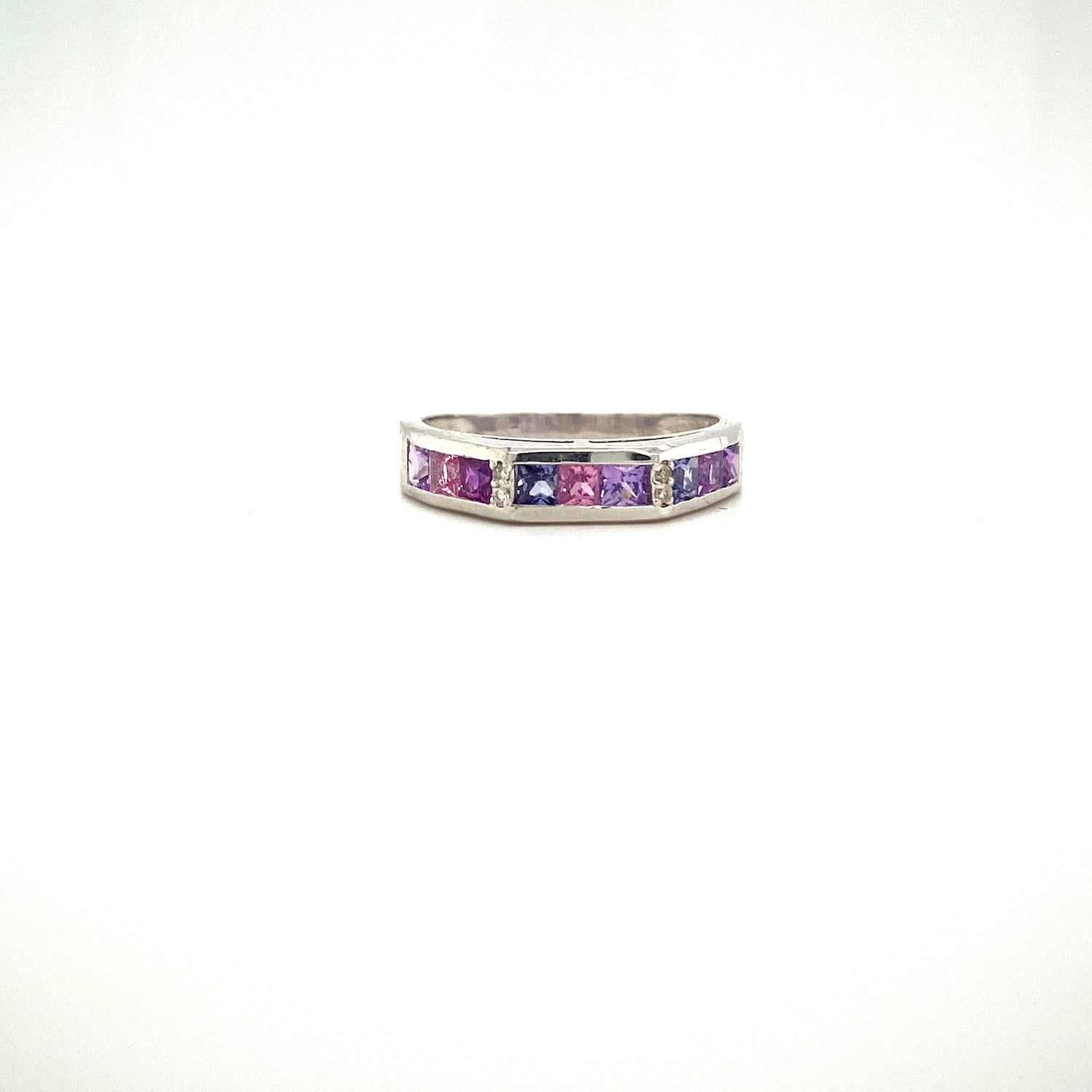 Natural Multi Sapphire Gemstone 925 Sterling Silver Ring Band | Paraiso Jewels