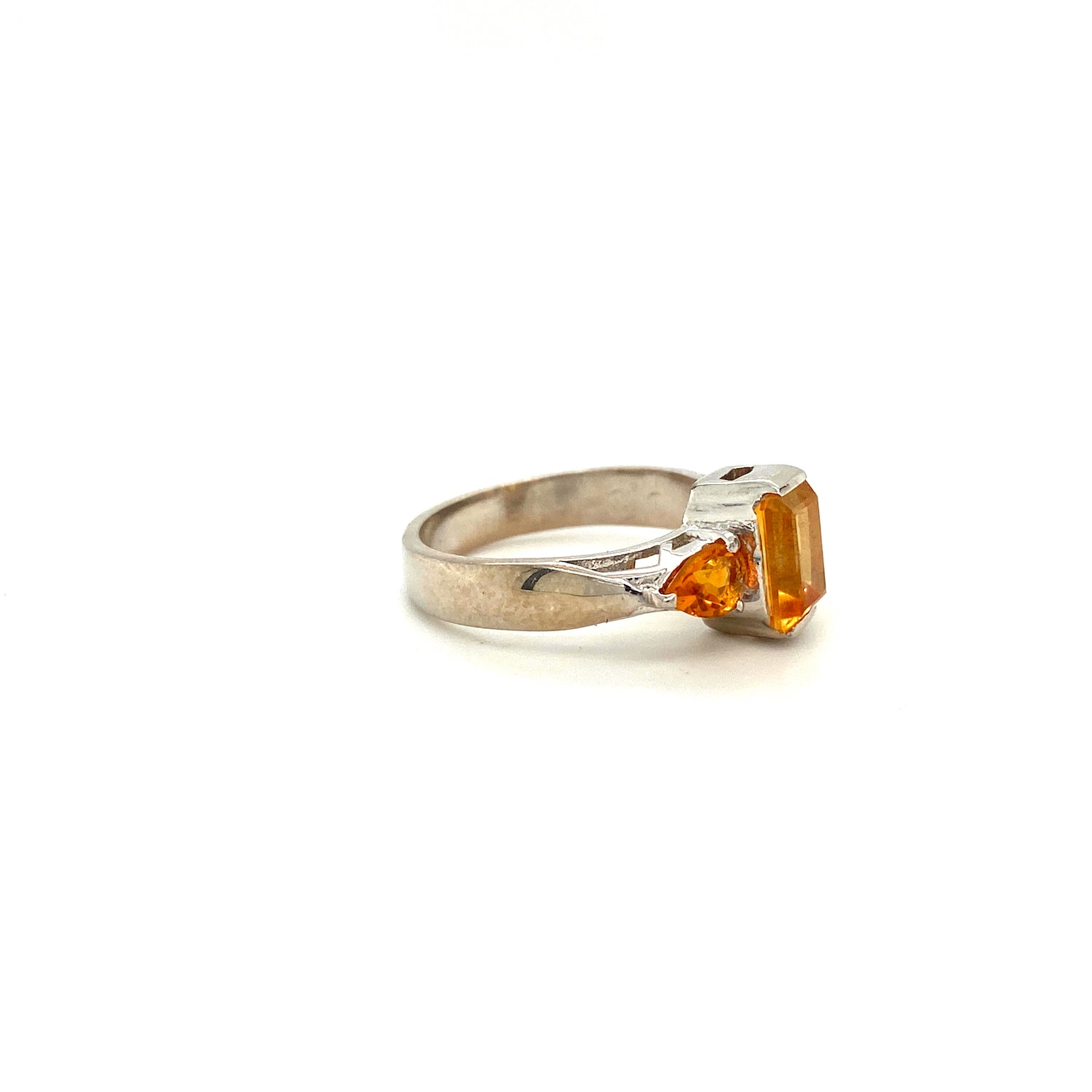 Natural Citrine Gemstone 925 Sterling Silver Ring - Side View | Paraiso Jewels