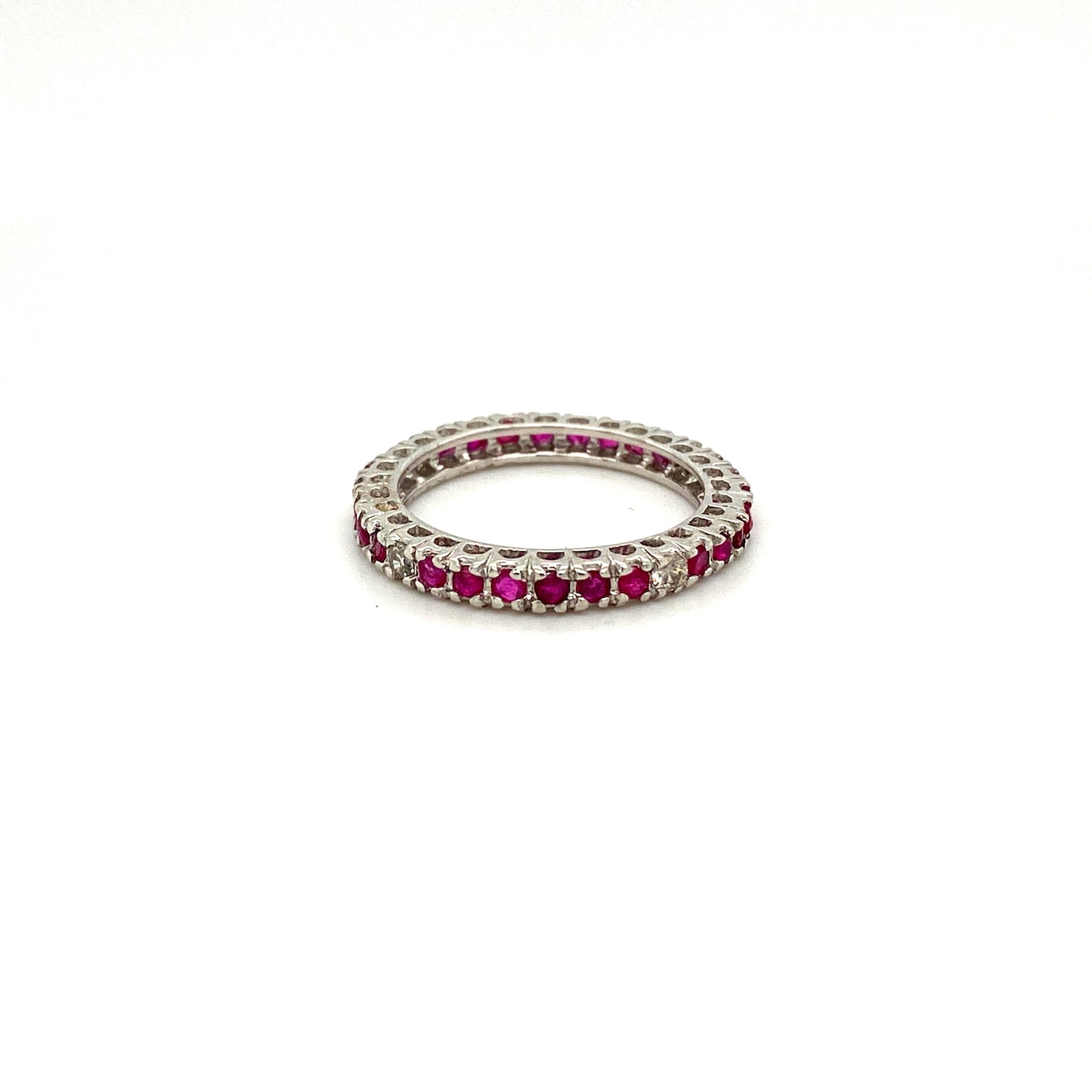 Natural Ruby Gemstone 925 Sterling Silver Band Ring