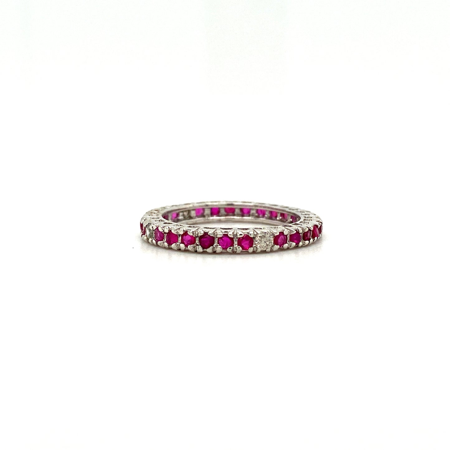 Natural Ruby Gemstone 925 Sterling Silver Band Ring