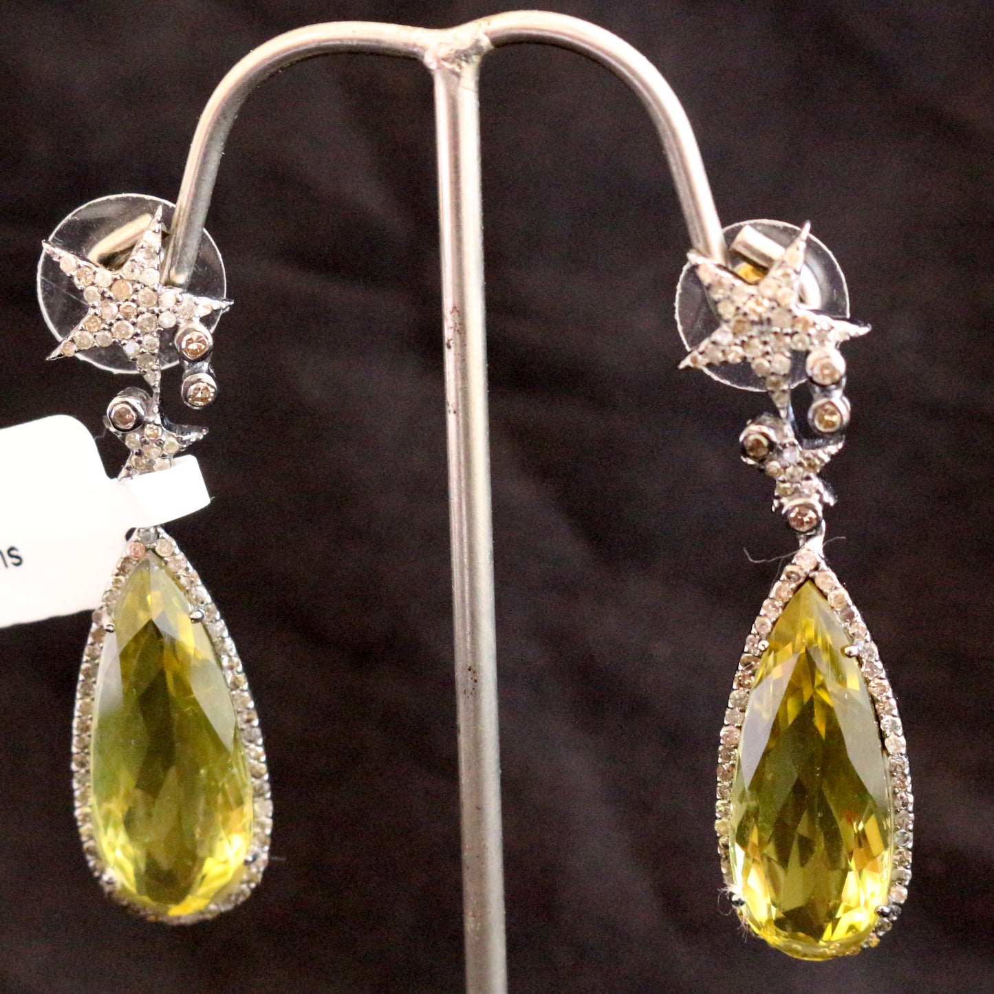 Natural Lemon Topaz Drop Dangle Victorian Earrings