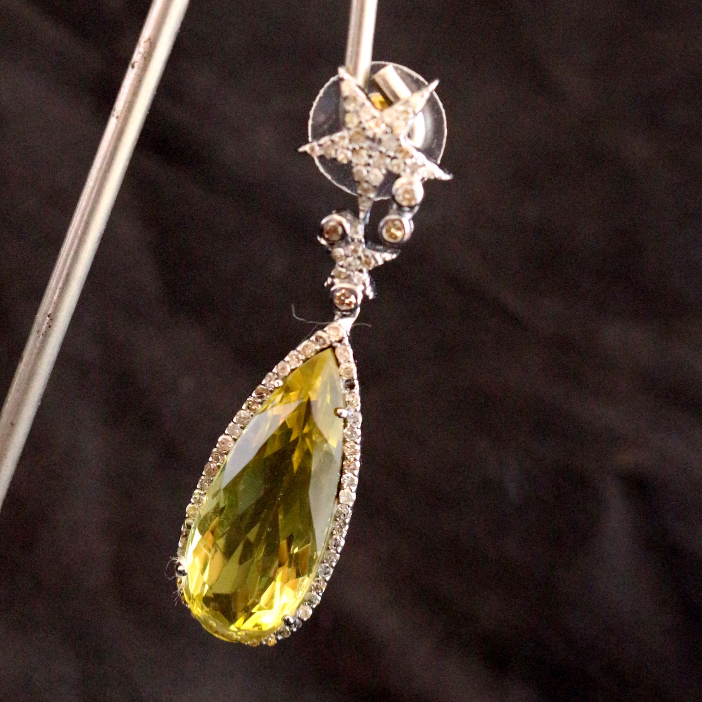 Natural Lemon Topaz Drop Dangle Victorian Earrings